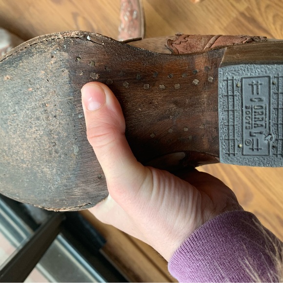 Corral Woman Western Boots Brown Heeled Boots Leather Size 9.5 M Bohemian - Picture 6 of 7